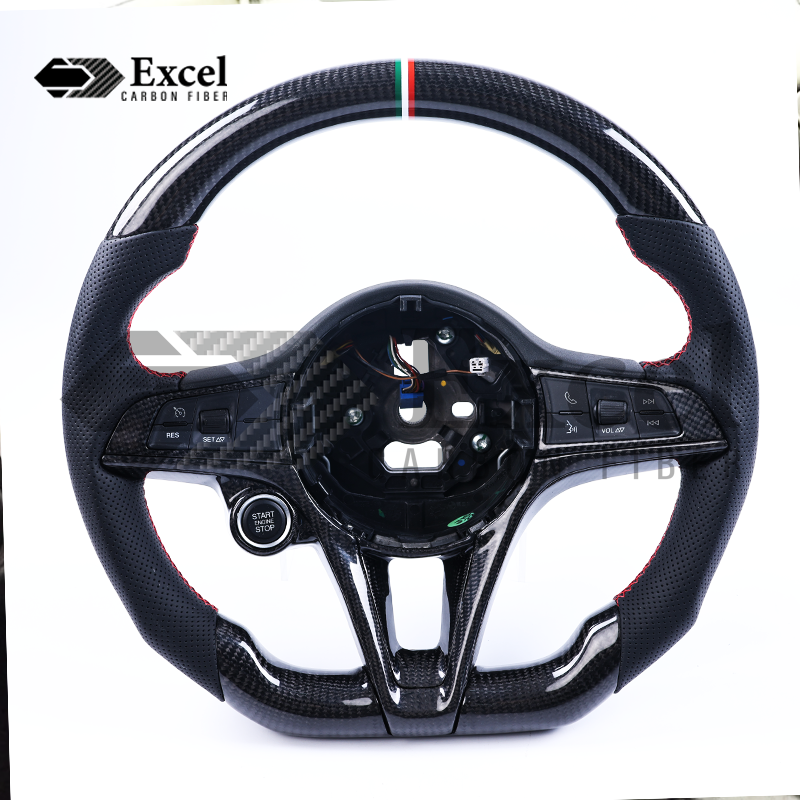 OEM 3K Twill Black Carbon Fiber Steering Wheel for Alfa Romeo Giulia/Stelvio 2017-2021