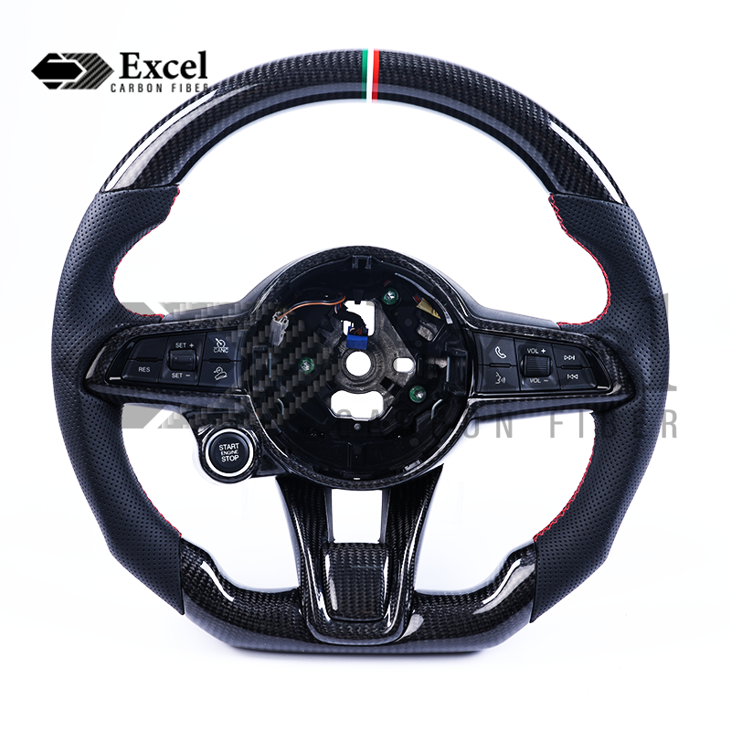 Customized Carbon Fiber Sporty Steering Wheel for Alfa Romeo Stelvio Giulia 2017-2021